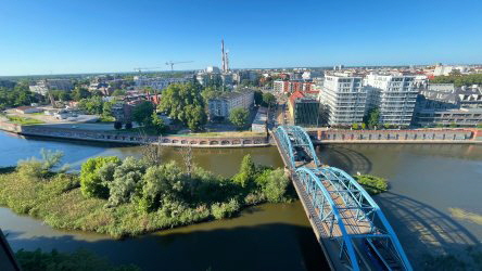 Blick aus unserem Hotelzimmer in Breslau auf die Oder